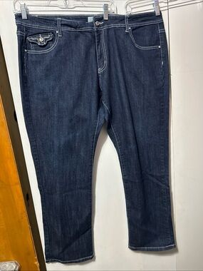 Women's Straight Leg Dark Blue Jeans